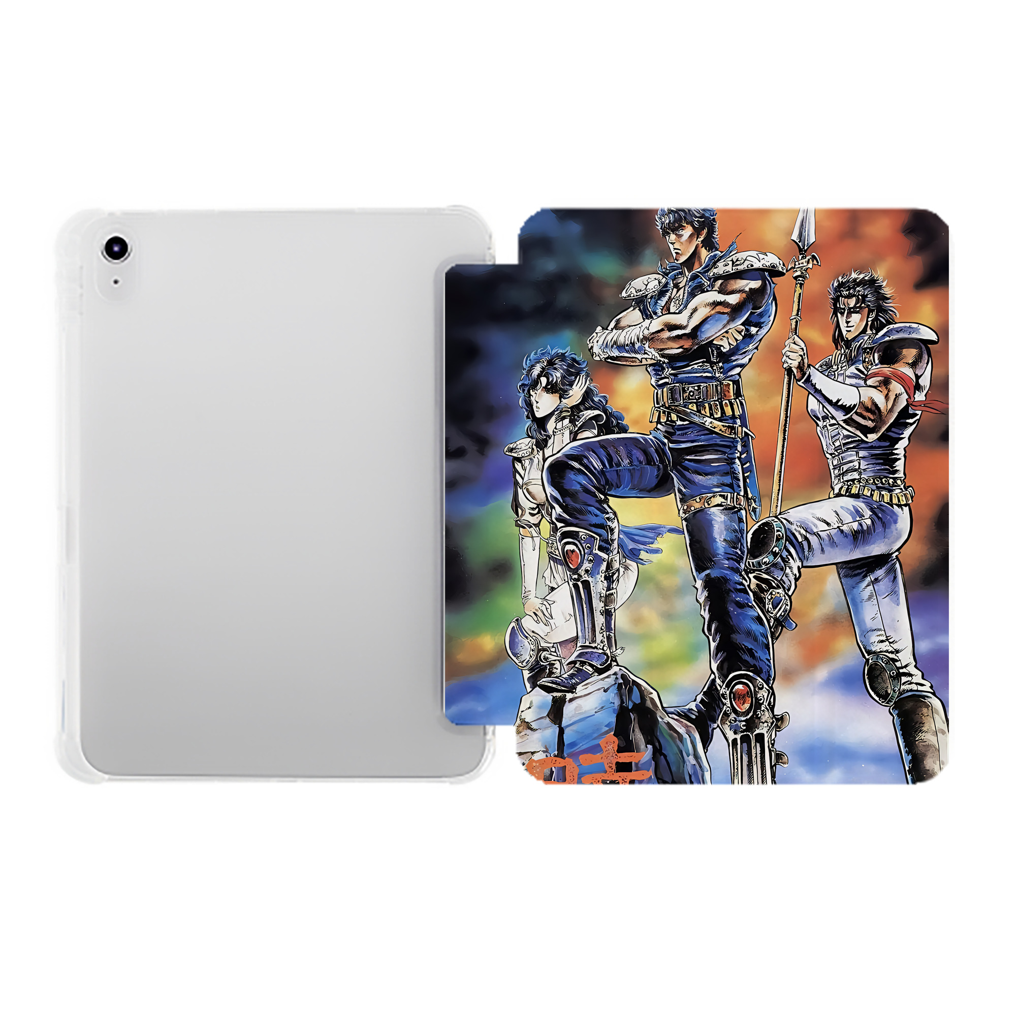 （画像用） 北斗の拳 Fist of the North Star IPad ケース ペン収納付き 三つ折りスタンド PUレザー×シリコン 対応機種9.5/10.5/10.9インチ